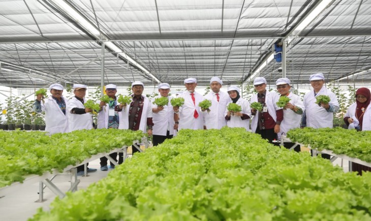 Mentan SYL dan Gubernur Sumatera Barat Mahyeldi melakukan kunjungan ke Gelar Teknologi Smart Green House pada gelaran PENAS XVI, Sabtu (10/6). (Dok. Kementan)