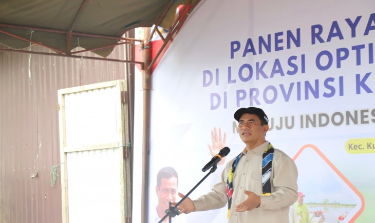 Mentan Amran saat menghadiri panen raya di Kabupaten Tanah Laut. (Foto: Dok. Kementan)