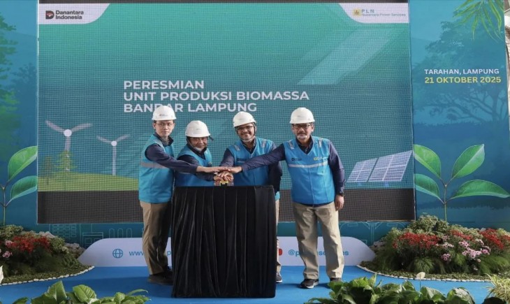 Peresmian Unit Produksi Biomassa Bandar Lampung (UPBBL) milik PT PLN Nusantara Power (PLN NP) melalui anak usahanya, PT PLN NP Services di Jalan Lintas Sumatera Km 15, Tarahan, Lampung, Selasa (21/10/2025). (Foto : ANTARA/HO-PLN NP)