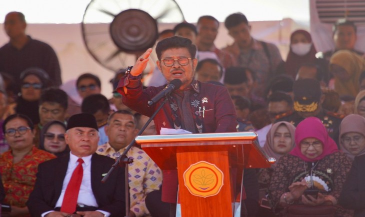 Menteri Pertanian, Syahrul Yasin Limpo Sabtu, di acara pembukaan Penas, 10 Juni 2023 di Lanud Sutan Syahrir, Kota Padang. (Foto : Dok. Kementan)