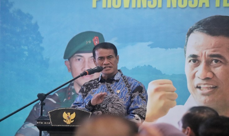 Mentan Amran saat menghadiri rapat koordinasi peningkatan produksi padi Provinsi Nusa Tenggara Barat, Kamis, 2 Mei 2024. (Foto: Dok. Kementan)