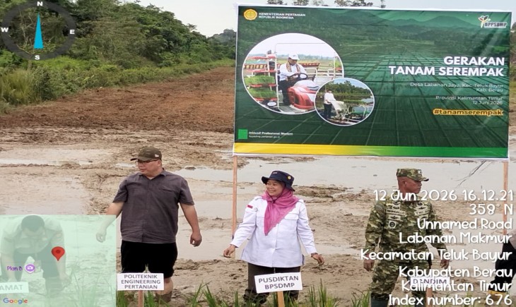 Gerakan Tanam Serempak di Kampung Labanan Jaya, Kecamatan Teluk Bayur, Kabupaten Berau, Kalimantan Timur, Jumat (12/6/2026). (Foto : Kementan)
