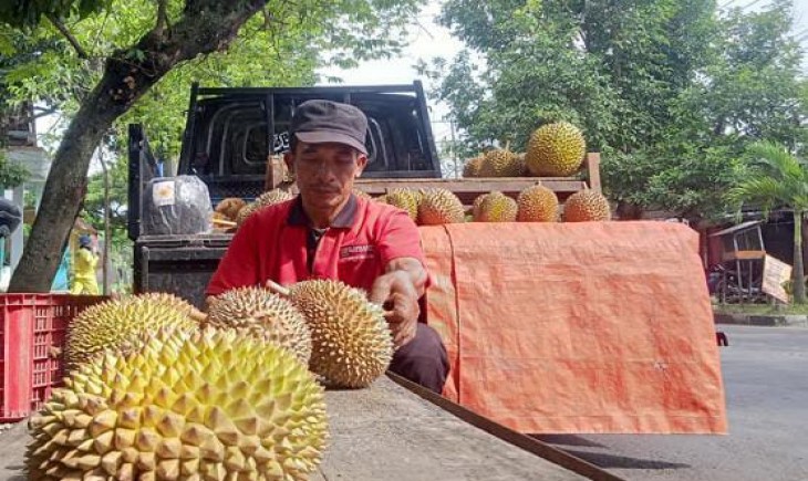 Penjual Durian pinggir jalan di Bogor. (Nicko/PanganNews.id)