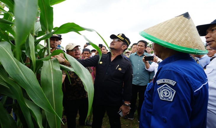 Foto : Mentan SYL Lakukan penanaman Sorgum pada lahan Integrated Farming ternak ayam buras di Desa Alebo, Kecamatan Konda Kabupaten Konawe Selatan, Sulteng. (Dok. Kementan)