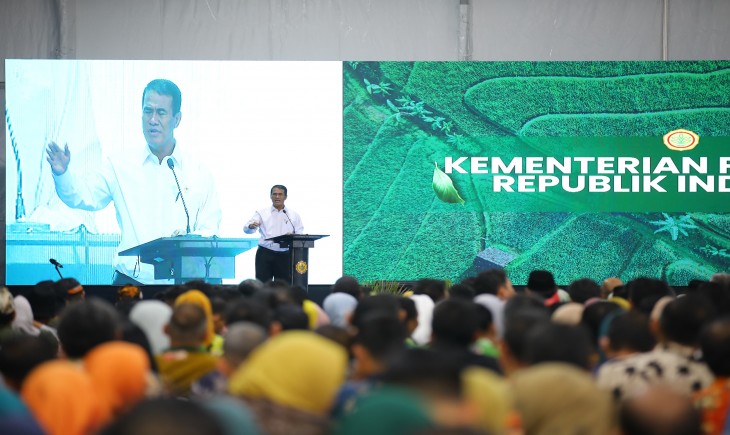 Mentan Amran dalam puncak peringatan HKP ke-53 di Kantor Pusat Kementerian Pertanian, Senin (30/6/2025). (Foto: dok. Kementan)