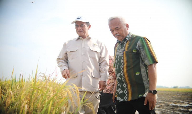 Mentan Amran usai panen dan serap gabah bersama Wakil Menteri Pertanian, Wakil Menteri Perdagangan, Pangdam, dan jajaran pada Jumat (14/3/2025). (Foto: Dok. Kementan)