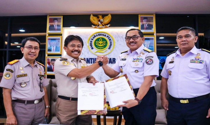 Foto : Barantan tandatangani perjanjian kerjasama (PKS) dengan Kedeputian Bidang Operasi dan Latihan Badan Koordinasi Keamanan Laut Republik Indonesia (Bakamla RI).