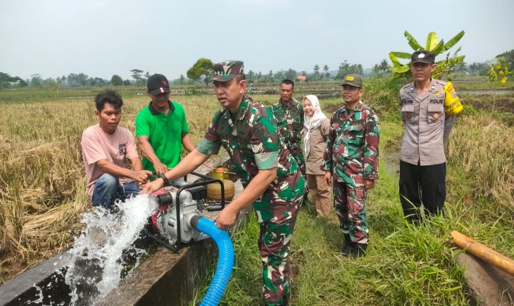 Satuan Tugas (Satgas) Pangan Mabes TNI mengecek jalannya program pompanisasi dan perluasan areal tanam (PAT) di Jawa Tengah. (Foto: Dok. Kementan)