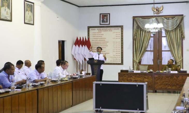 Mentan Syahrul dalam Rakor Antisipasi El Nino Se Jawa Timur di Pendopo Wedya Graha, Ngawi Jawa Timur (Jatim), Senin(24/7/23). (Dok. Kementan)