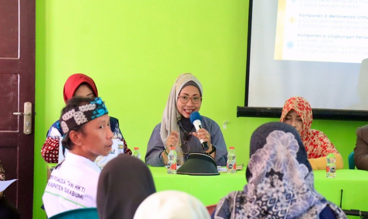 Foto : Workshop peningkatan kapasitas untuk Pekerja Migran Indonesia bertempat di Balai Penyuluhan Pertanian (BPP) Surade, Kecamatan Surade, Kabupaten Sukabumi, Jawa Barat, Jumat (11/8).