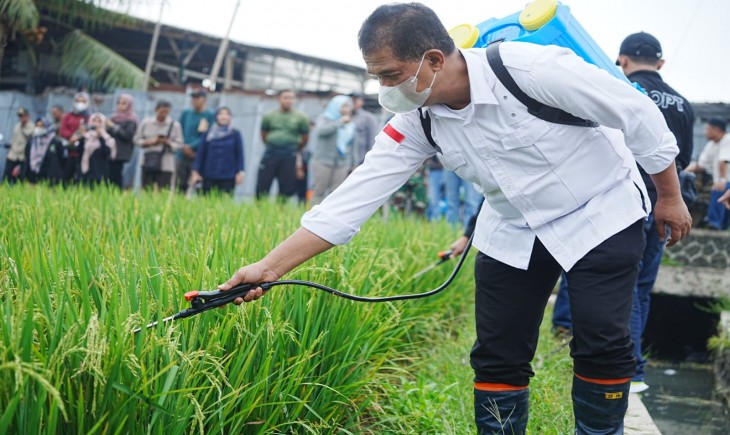 Dukung Produktifitas Petani di Ciamis, Kementan Gencarkan Pengendalian Hama Terpadu Bersama TNI. (Foto: Dok. Kementan) 