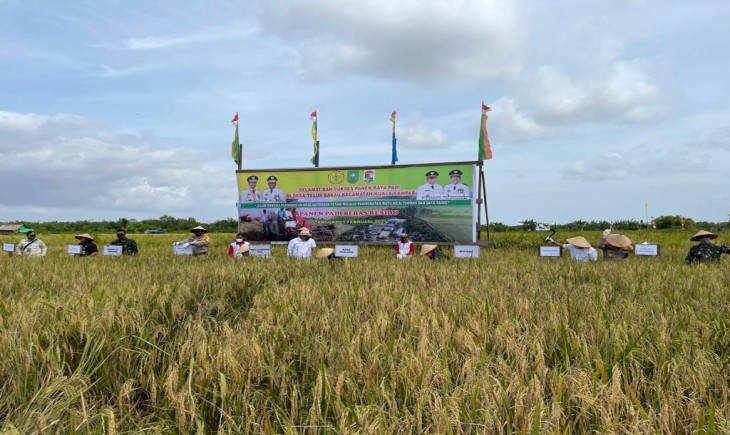 Foto : Panen Raya Padi Bebas Residu Di Desa Teluk Bakau Kecamatan Kuala Kampar Kabupaten Pelalawan.