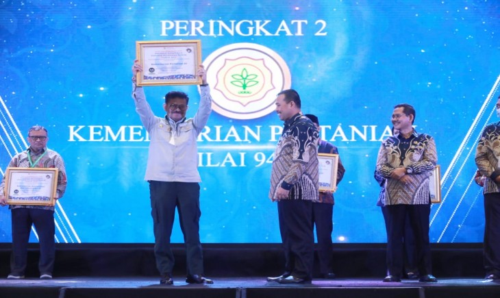 Foto : Kementerian Pertanian RI Dianugrahi Predikat Kepatutan Pelayanan Publik tahun 2022.