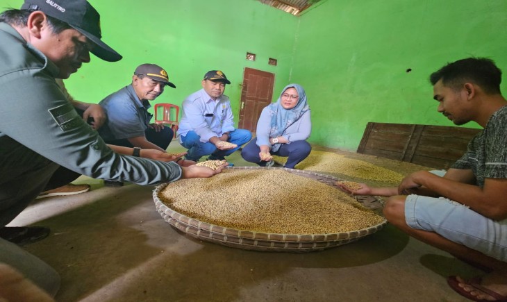 Direktorat Aneka Kacang dan Umbi (Akabi) melakukan Kunjungan Lapangan ke Lahan Koorporasi kedelai di Kabupaten Cianjur, Jawa Barat untuk memantau pelaksanaan korporasi kedelai. (Dok. Kementan)
