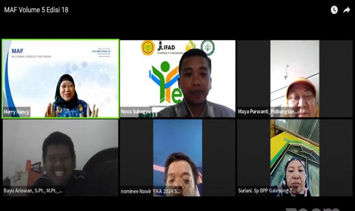 Foto : Milenial Agriculture Forum (MAF), Sabtu, 1 Juni 2024, melalui ruang virtual Zoom dan live streaming Youtube. 