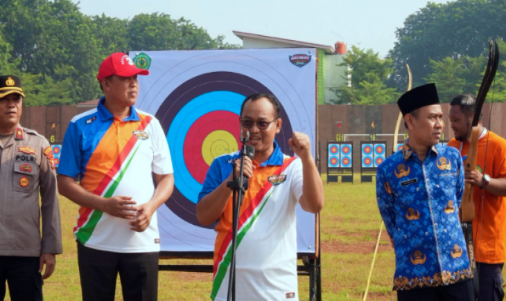Foto: upacara pembukaan kejuaraan panahan bergengsi "Bekasi Open Archery Tournament 2026" yang diselenggarakan oleh perpani kota Bekasi.