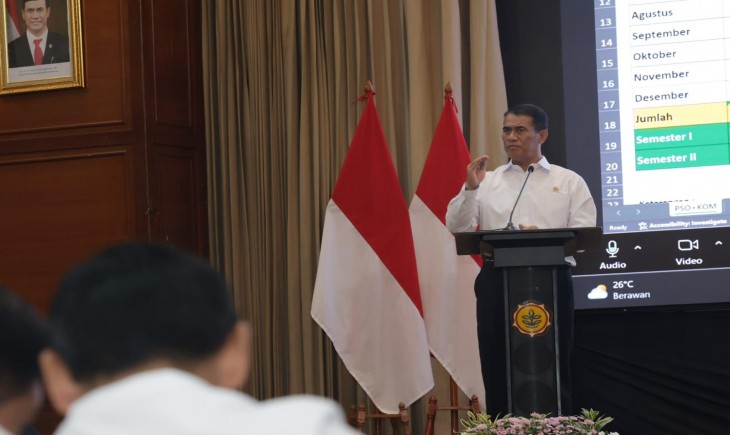 Mentan Amran Pimpin Rakor Nasional Pertanian,Tegaskan Swasembada Berkelanjutan dan Siap Ekspor Beras. (Foto: dok. Kementan)