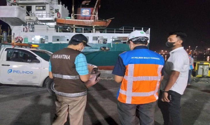 Foto : Mencegah Tertularnya Wabah PMK Sapi Asal Kupang Tidak Diturunkan di Tanjung Perak.