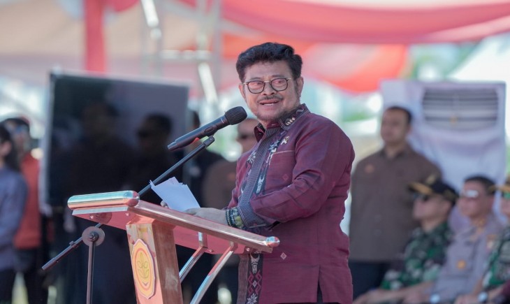 Foto :  Syahrul Yasin Limpo dalam acara Penas XVI yang diselenggarakan di Lanud Sutan Syahrir, Kota Padang Sumatera Barat, 10-15 Juni 2023.